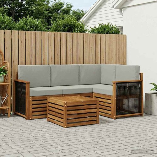  Set vanjskih sofa 5 pcs Prirodna i svjetlosiva 59 x 59 x 37 cm Slike