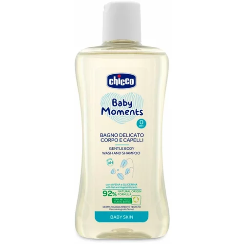 Chicco Baby Moments nježni šampon za djecu za kosu i tijelo 200 ml