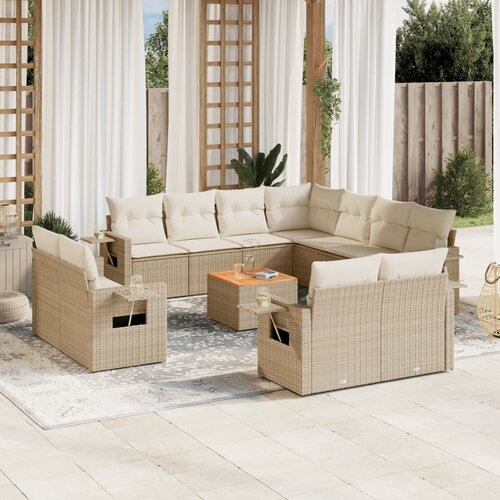 VidaXL 12-dijelni set vrtnih sofa od poliratana s jastucima bež Slike