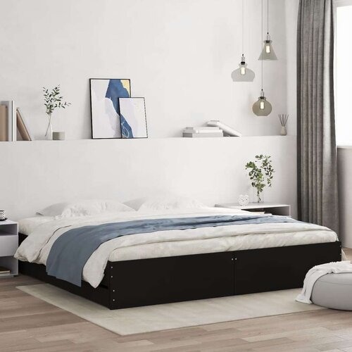 VidaXL Okvir kreveta s ladicama crni 160x200 cm konstruirano drvo Slike
