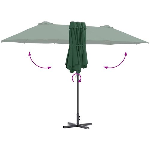  Vrtni suncobran Zelena 370 x 197 x 239 cm Poliester i aluminij Slike