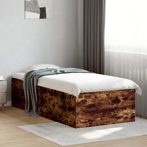  The Living Store Posteljni okvir dimljeni hrast 100x200 cm inženirski les - Posteljni Okvir, (21497874) Slike
