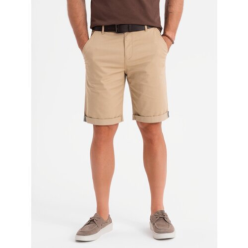 Ombre Classic men&amp;#039;s chino shorts with rolled up leg - beige Slike