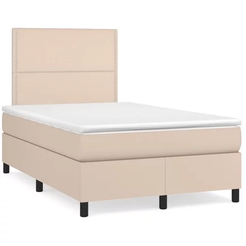 vidaXL Box spring postelja z vzmetnico LED kapučino 120x190 cm
