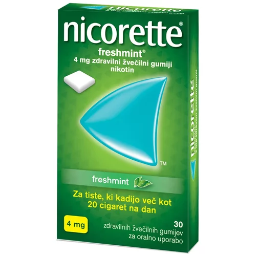  Nicorette Freshmint 4 mg, žvečilni gumi
