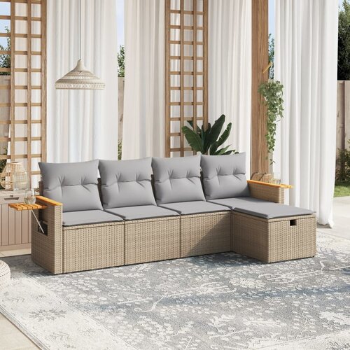 vidaXL 5-dijelni set vrtnih sofa s jastucima bež od poliratana Cijene