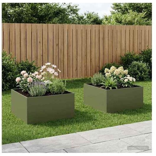 vidaXL Vrtna saksija 2 kom. Maslinastozelena 60 x 60 x 40 cm - Maslinastozelena 60 x 60 x 40 cm 2 Cene