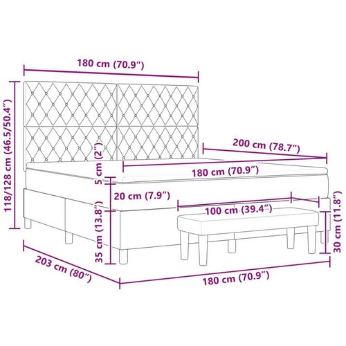 Box Spring Krevet s Madracem i Klupom Svijetlo Siva 180x200 cm Bar&amp;scaron;un Slike