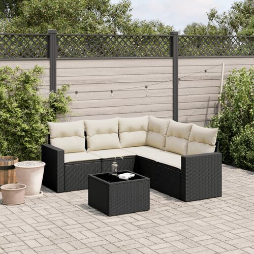 VidaXL 6-dijelni set vrtnih sofa s jastucima crni od poliratana Slike