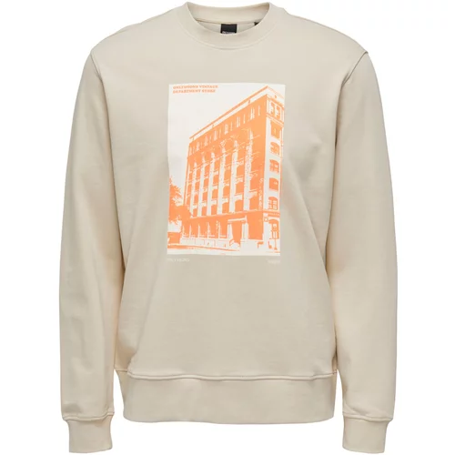 Only & Sons Sweater majica 'Frankie' bež / narančasta / bijela