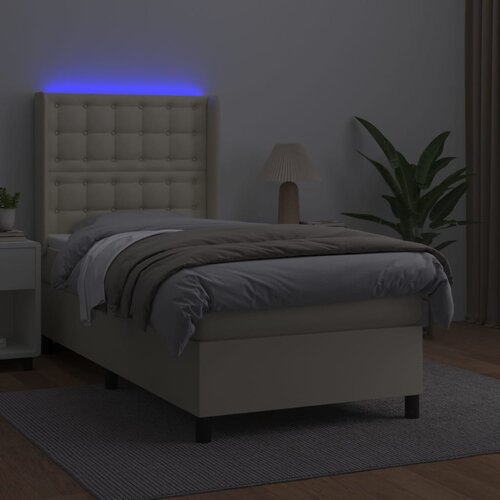  box spring s madracem LED krem 90x190 cm od umjetne kože Slike