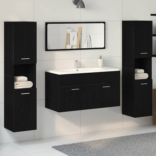  Set namje&scaron;taja za kupaonicu 4 pcs Crni hrast Konstruirano drvo Cijene