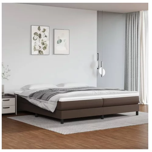  Box spring postelja z vzmetnico rjava 200x200 cm umetno usnje