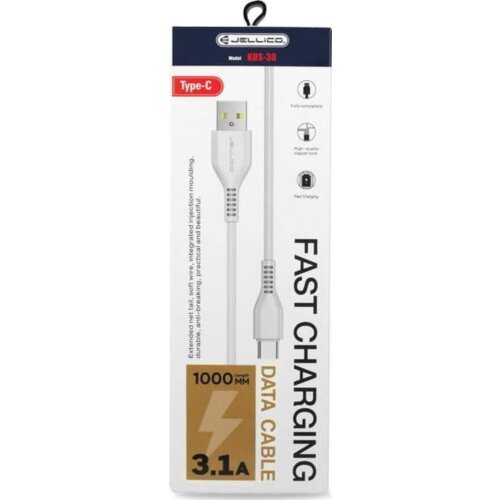 Jellico podatkovni kabel KDS-30 (fast charge) 3,1A vhod type c na usb-a 1m, bel Cene