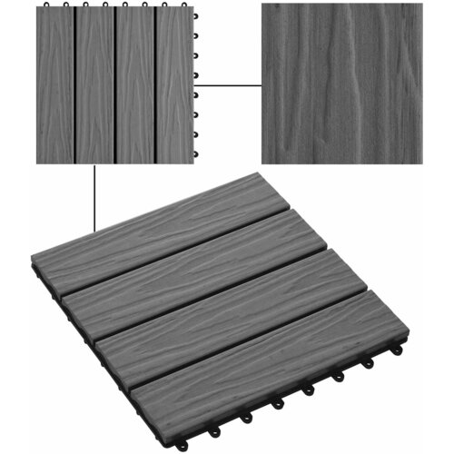  Pločice za decking 11 pcs Sivi 30 x 30 cm Drvoplastična smjesa Slike
