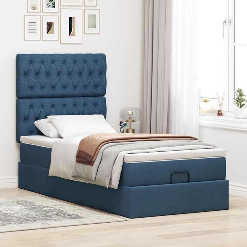 vidaXL Otomanski okvir kreveta s madraca plavi 90x190cm od tkanine Cijene