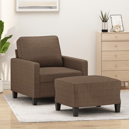 vidaXL fotelj s stolčkom za noge rjav 60 cm blago Cene