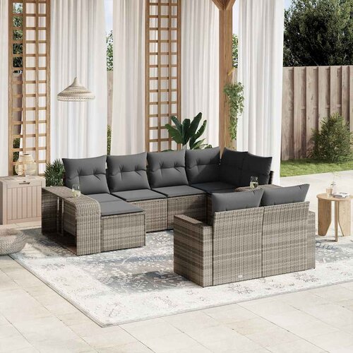  10-dijelni set vrtnih sofa poliratan s jastucima svijetlosivi Cene