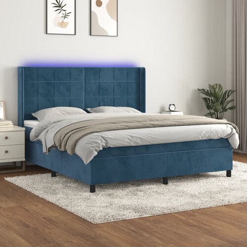  The Living Store Box spring postelja z vzmetnico LED temno modra 160x200cm žamet - Box Spring Postelja, (21450077) Slike