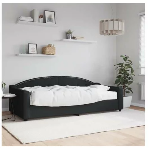 vidaXL Dnevna postelja z vzmetnico črna 90x200 cm blago