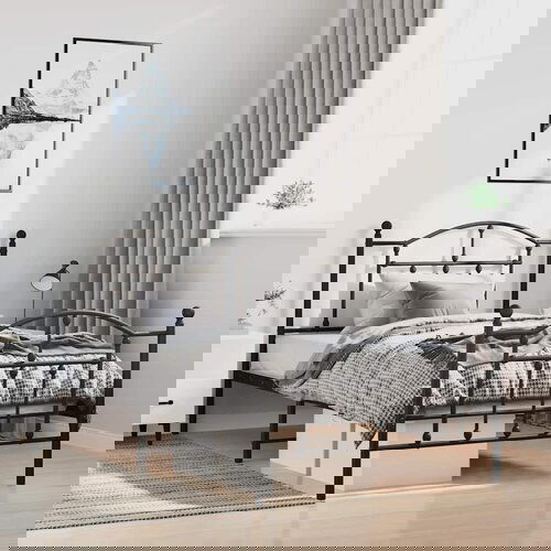 VidaXL Metalni okvir kreveta uzglavlje i podnožje crni 100x190 cm Slike