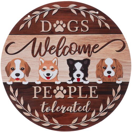 TIAKI pločica za vrata "Dogs Welcome - People Tolerated" - Ø 30 cm Cijene
