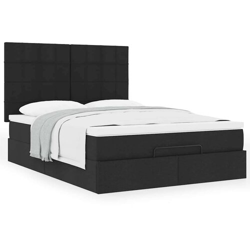 vidaXL Otomanski posteljni okvir z vzmetnico črn 140x190 cm blago Cene