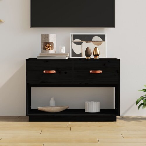 VidaXL TV omarica črn 90x40x60 cm trdna borovina Slike