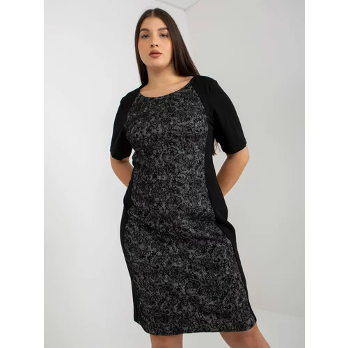 Fashion Hunters Black pencil dress size plus with short sleeves