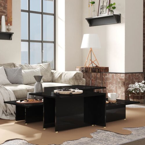  Stolići za kavu 2 kom sjajni crni 111,5x50x33 konstruirano drvo Cene