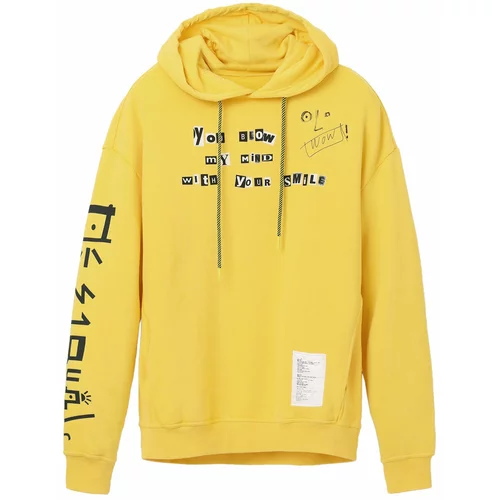 Desigual Sweater majica 'CONTANTINO' žuta / siva / crna / bijela