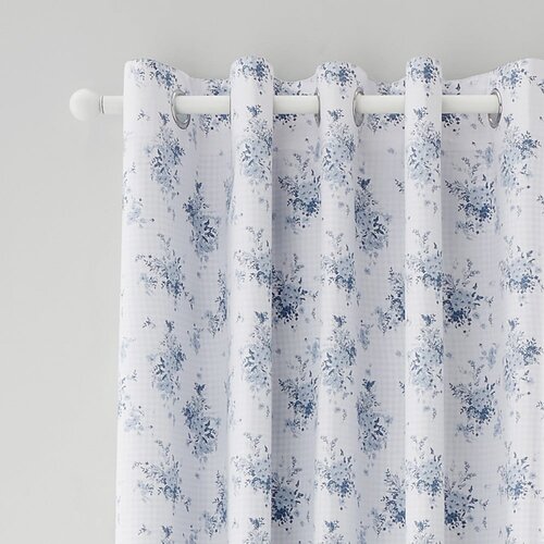 Catherine Lansfield Bijele/plave zavjese u setu 2 kom 168x229 cm Lucie Floral Frill – Cijene
