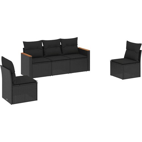  5-dijelna vrtna garnitura od poliratana s jastucima crna 61 x 62 x 69 cm Slike