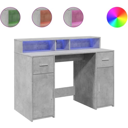 Maison Chic Pisalna miza - pisarni&amp;scaron;ka miza - Računalni&amp;scaron;ka miza z LED lučkami betonsko siva 120x55x91 cm inž. les, (21785438) Slike