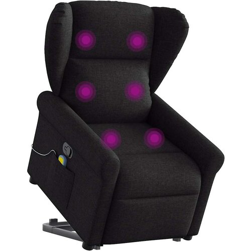 VidaXL Masažni naslonjač na podizanje od tkanine crni Slike