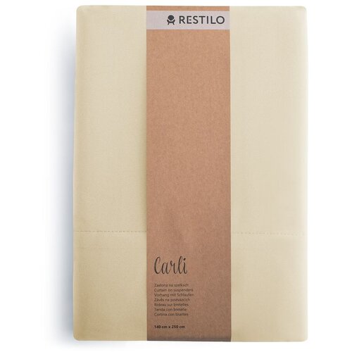 Restilo zasłona CARLI kolor ciepły beż gładki styl klasyczny przelotki srebrne materiał oxford 200x250 Slike