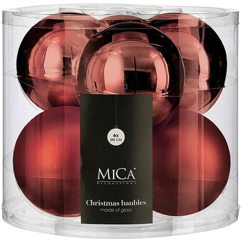Mica Decorations Božićne kuglice (Crvene boje, Staklo, Promjer: 8 cm, 6 Kom.) Cijene