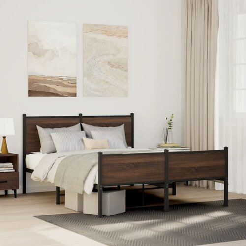 Furnova Kovinski posteljni okvir brez vzmetnice rjavi hrast 140x200 cm, (21938991) Slike