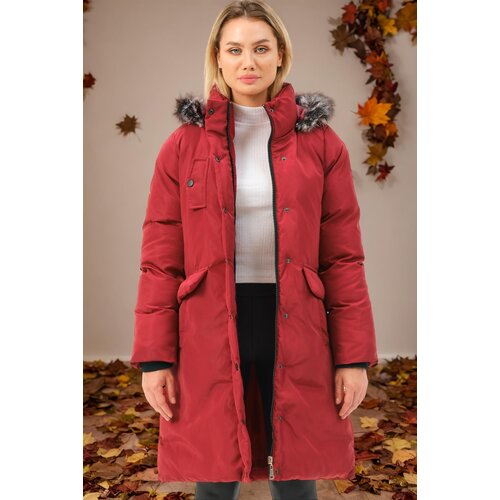 Dewberry Z6774 WOMEN'S COAT-PLAIN BURGUNDY Cijene