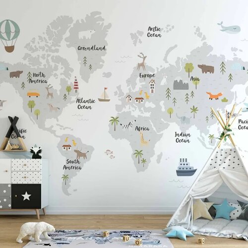  Foto tapeta - Minimalist Map for Children\'s Room 150x105 Vodootporna Cene