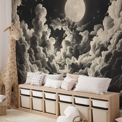  Foto tapeta - Moon and Stars Singing Among the Great Clouds 200x140 Slike