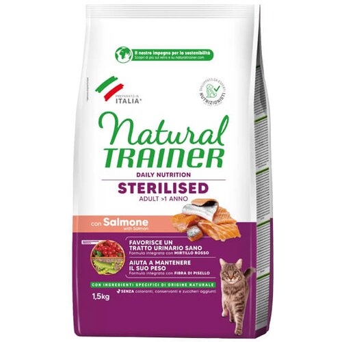 Trainer daily nutrition sterilised adult with salmon - hrana za sterilisane odrasle mačke - sa lososom (300g, 1,5kg i 10kg) 1,5kg Cene