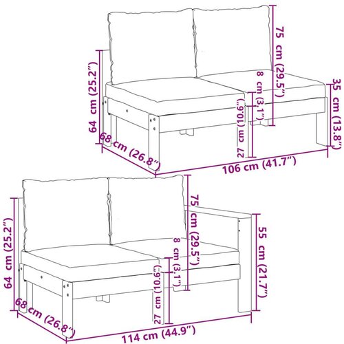 vidaXL 5-dijelna set vrtnih sofa od masivnog drva bagrema s jastucima Cene