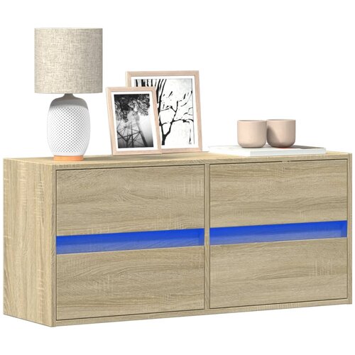 vidaXL Stenska TV omarica z LED lučkami sonoma hrast 100x31x45 cm Cene