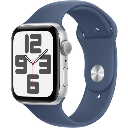 Apple watch se (2024) 44mm gps silver alu case/denim sport band s/m, (mxeq3qv/a) Cene