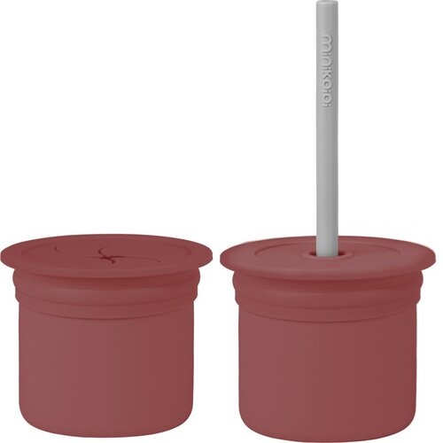 Minikoioi Sip+Snack Set jedilni set za otroke Velvet Rose / Powder Grey 1 kos Cene