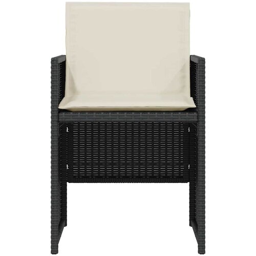  3-dijelni bistro set s jastucima crni od poliratana Slike