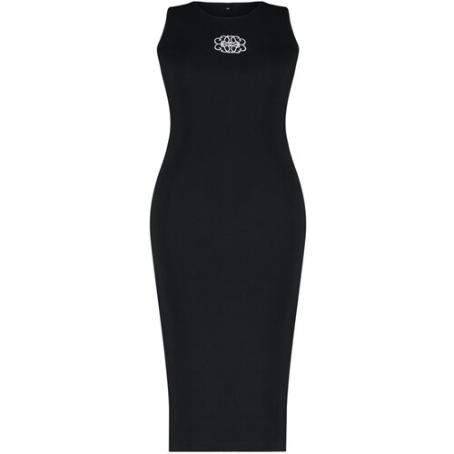 Trendyol Curve Black Embroidery Detailed Midi Knitted Dress Slike