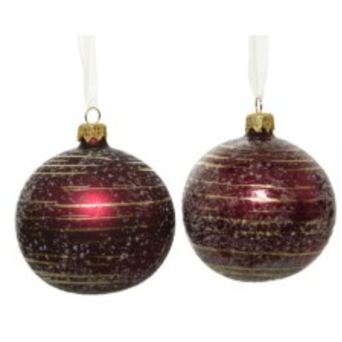 Other novogodišnja staklena kugla bordo sa linijama Cene