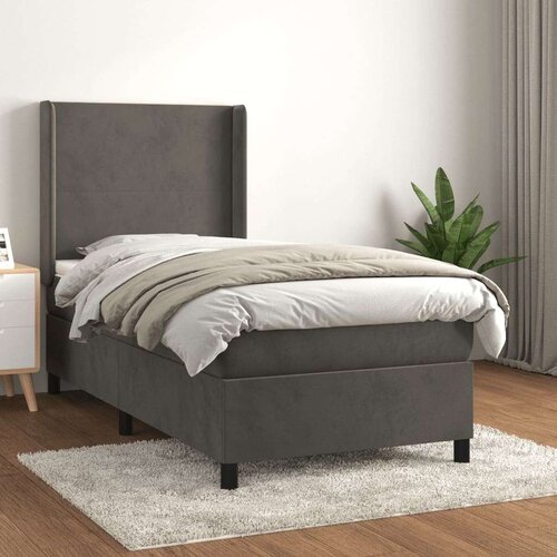 Box spring postelja z vzmetnico temno siva 100x200 cm žamet, (20789742) Slike